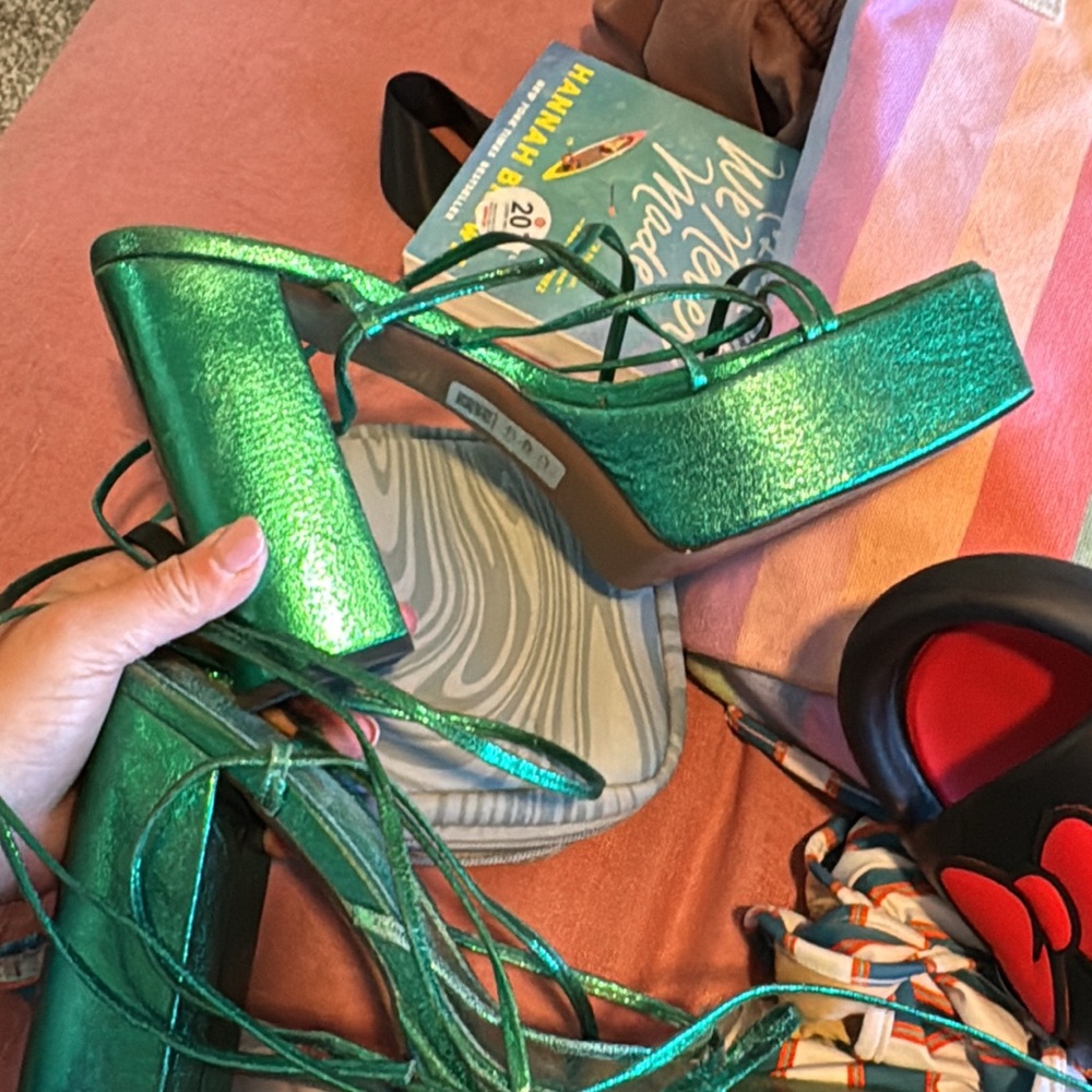 Green Platform Sandals